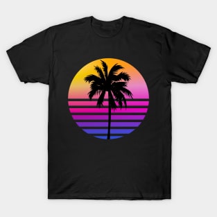 Retro 80s Sunset Palm Tree Aesthetic T-Shirt